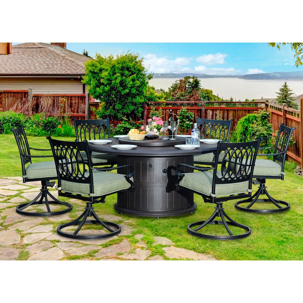 Ensemble de détente Sunjoy Laineux avec foyer de table au propane