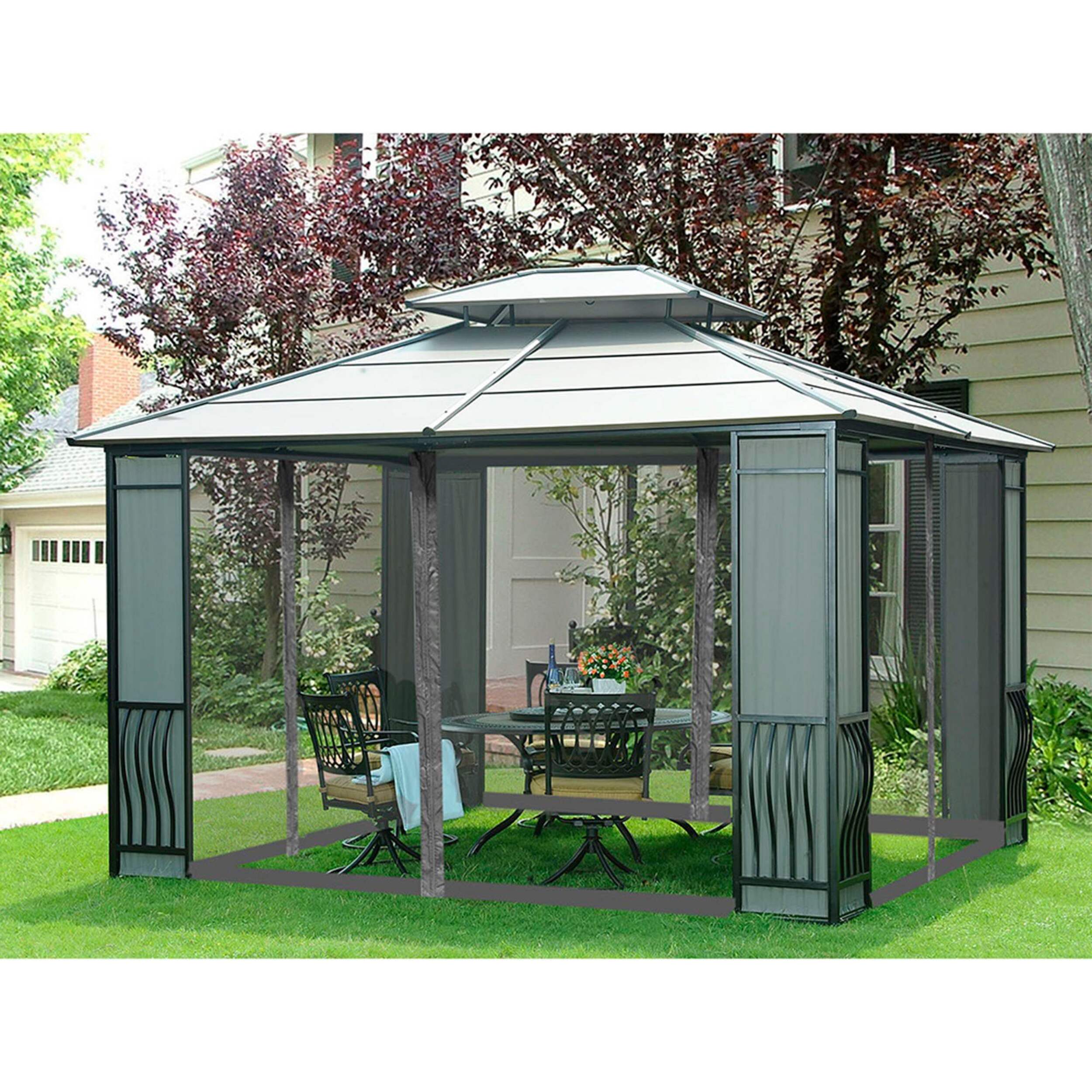 Sunjoy Universal Netting for Gazebo, 10 x 12-ft Front_Three_Fourths_Angled_Left