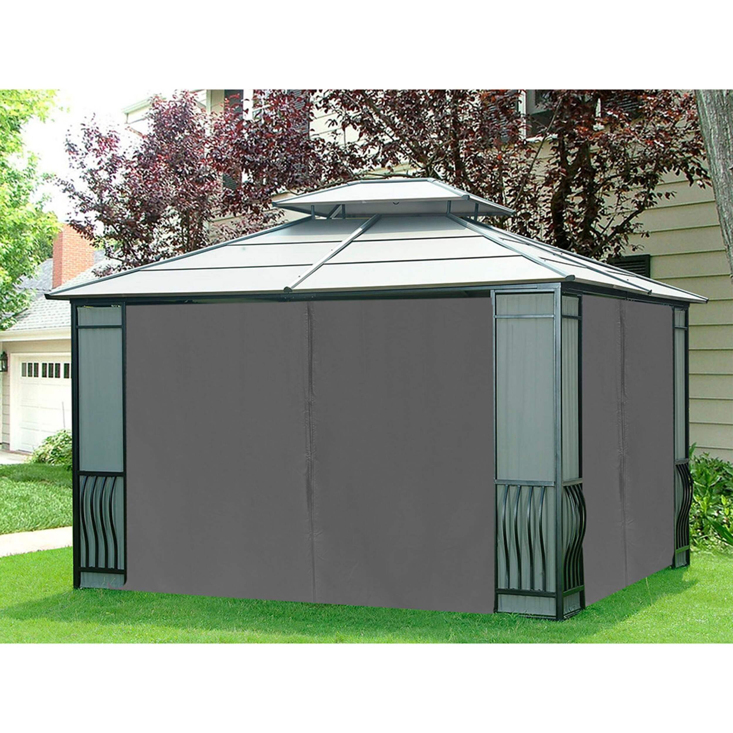 Rideau universel Sunjoy pour abri de jardin, 10 x 12 pi Front_Angled_Left