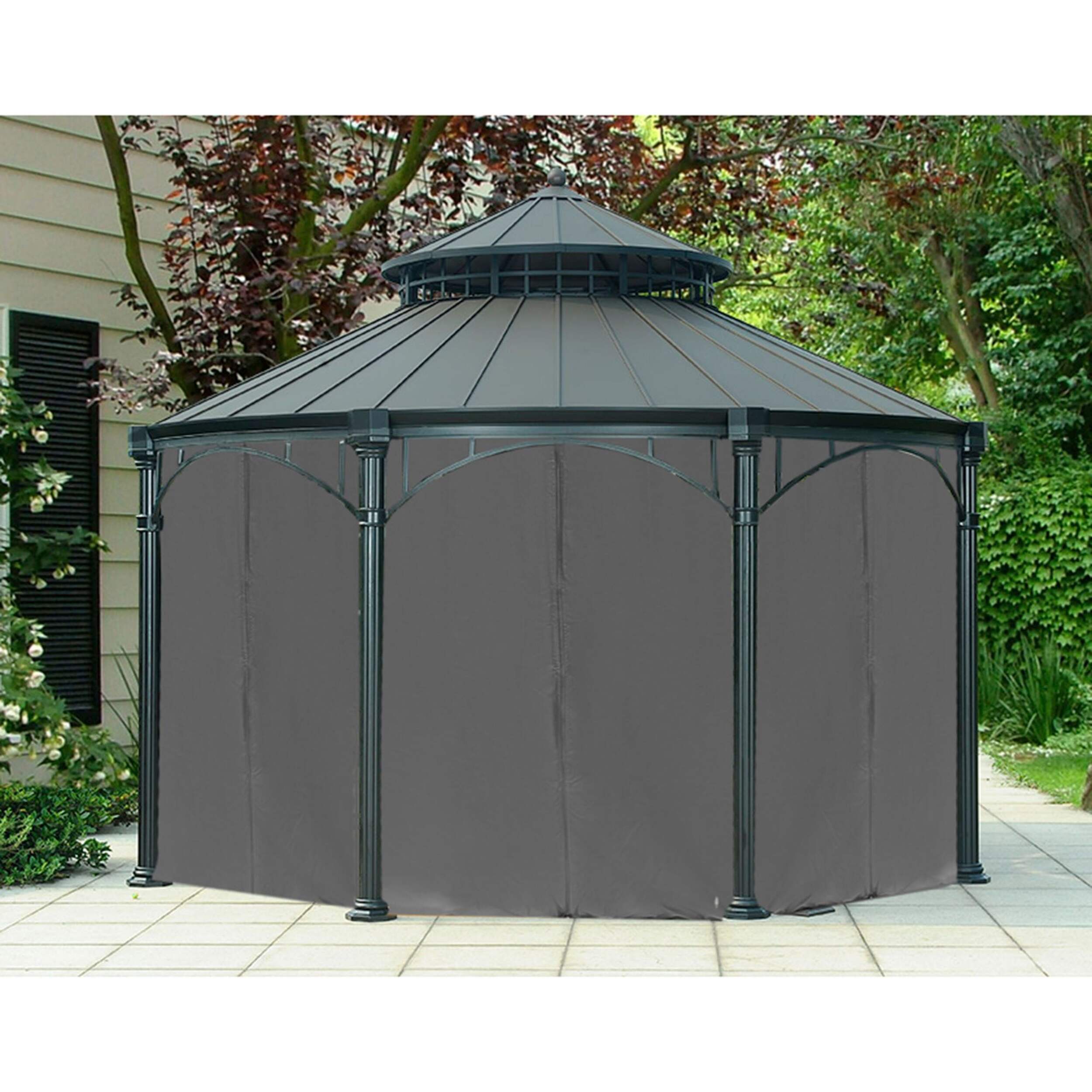 Sunjoy Universal Curtain for Round Gazebo Front_Flat