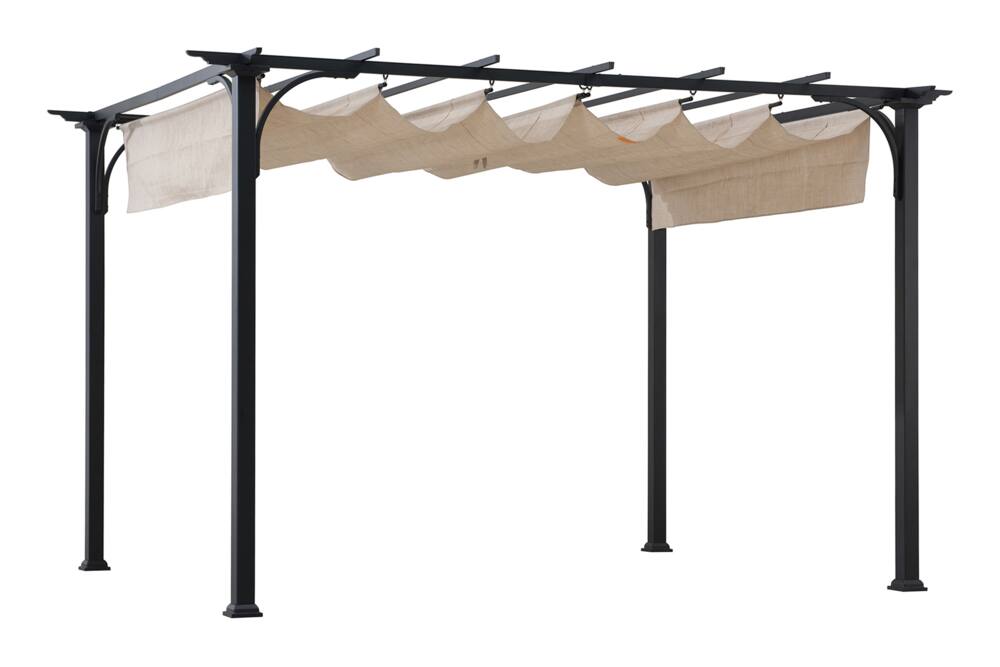 Sunjoy Classic Rectangular Outdoor/Patio Pergola w/ Adjustable Shade ...