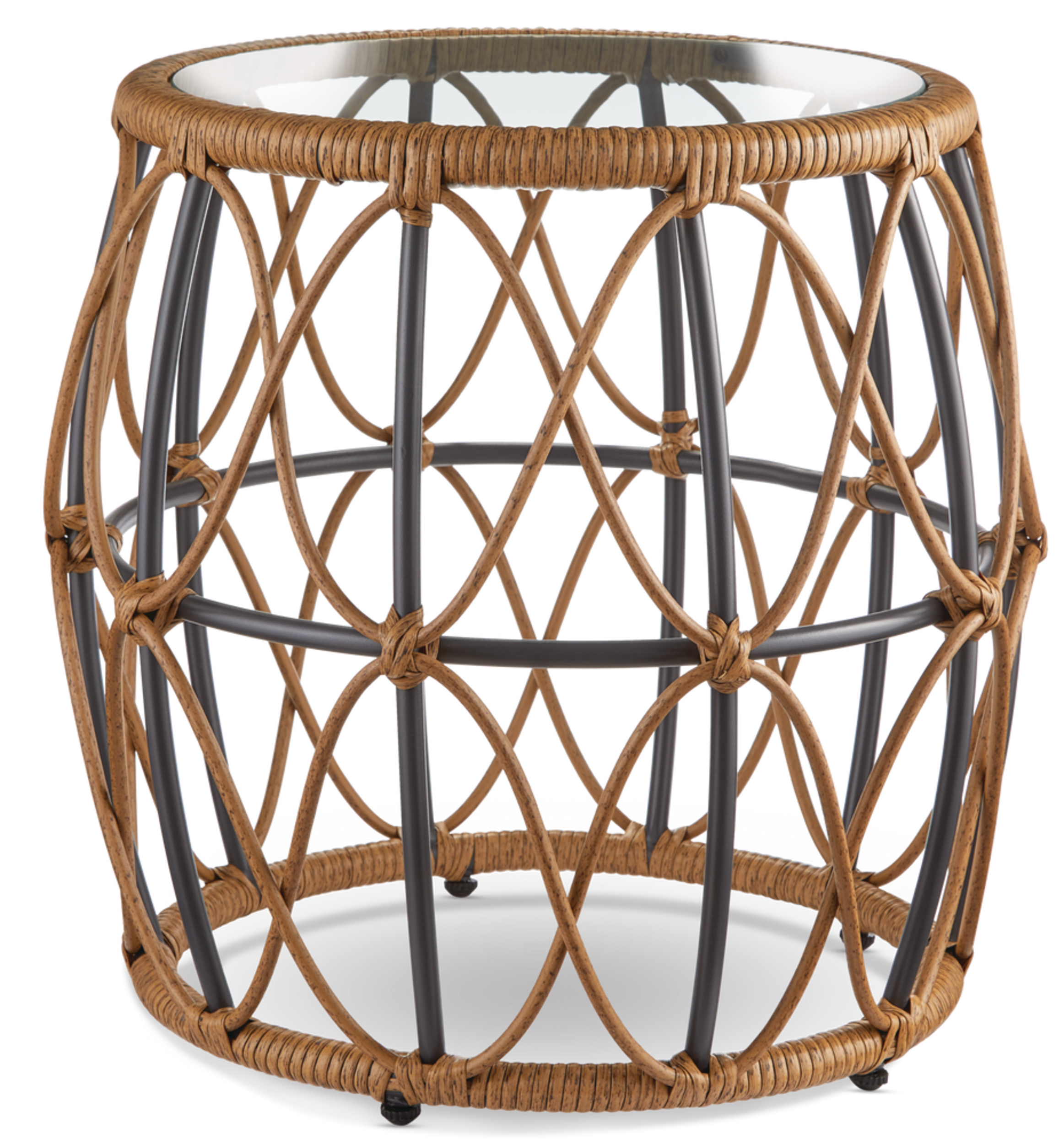 CANVAS Sydney All-Weather Wicker Outdoor/Patio Side Table w/Glass Tabletop Front_Elevated