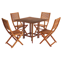 CANVAS Sherbrooke Wood Foldable Patio Set, Outdoor Dining, 5-pc Composite_or_Mixed