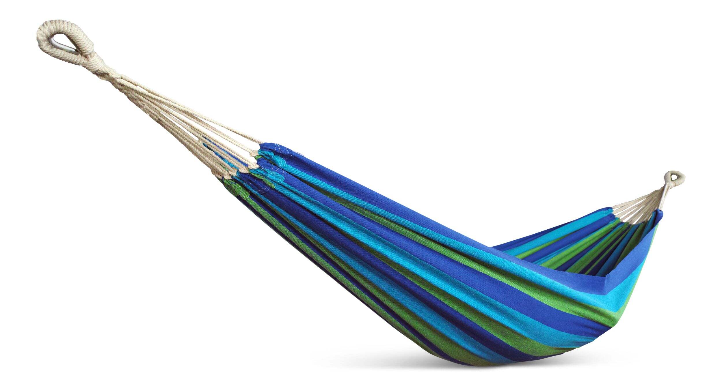 Bliss Hammocks Wide Double Hammock in a Bag w/Hanging Hardware for Patio/Backyard/Camping, Assorted, 60-in (152.4 cm) Front_Three_Fourths_Angled_Right