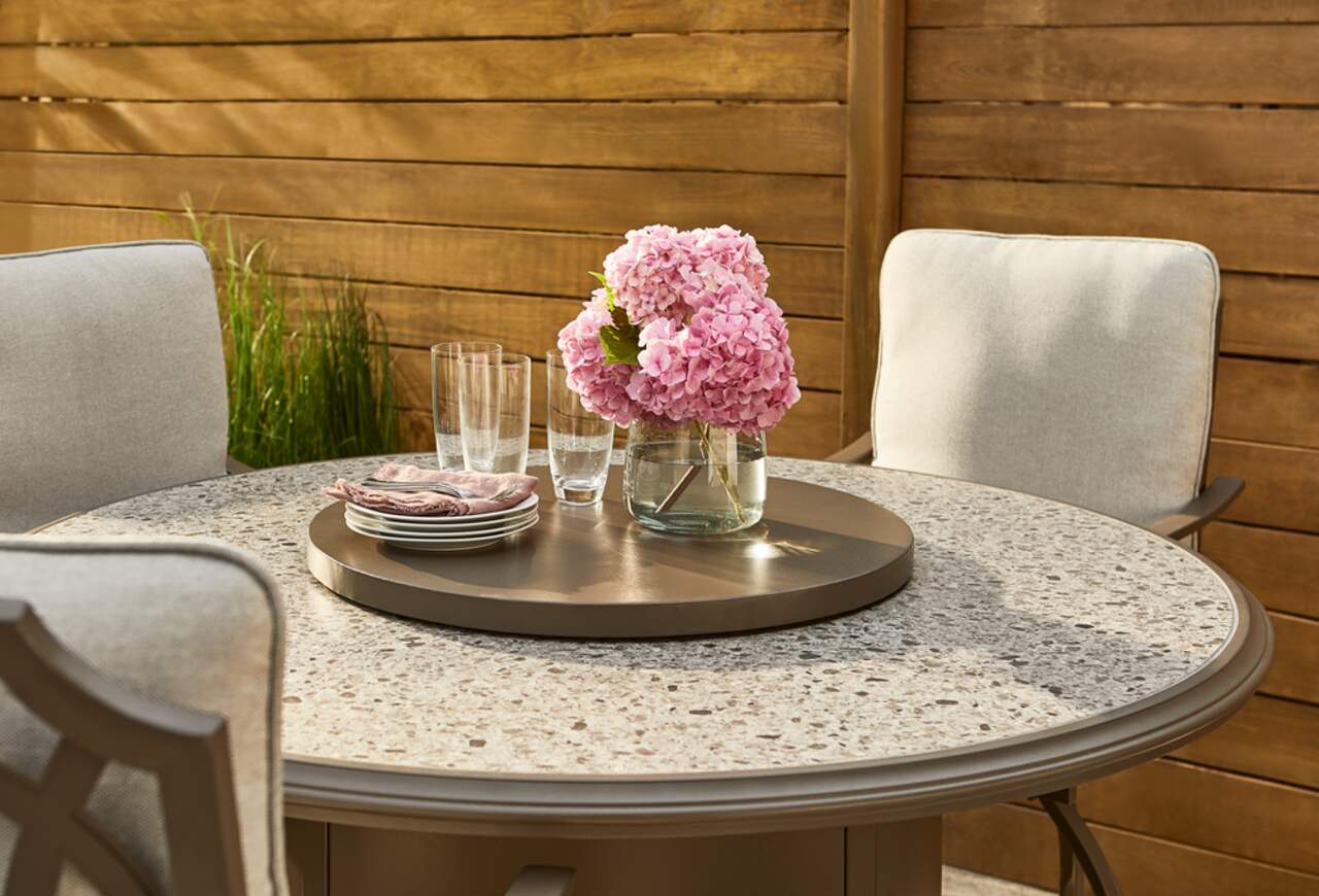 CANVAS Rideau Outdoor Patio Dining set w Fire Pit Table 5 pc