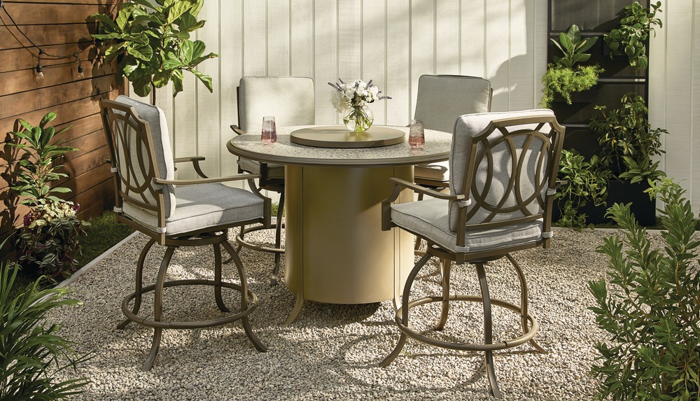 CANVAS Rideau Outdoor/Patio Dining set w/ Fire Pit Table, 5pc