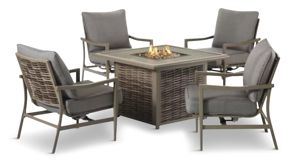 CANVAS Sandbanks AllWeather Wicker Outdoor Patio Set w/Fire Pit Table, 5pc Canadian Tire