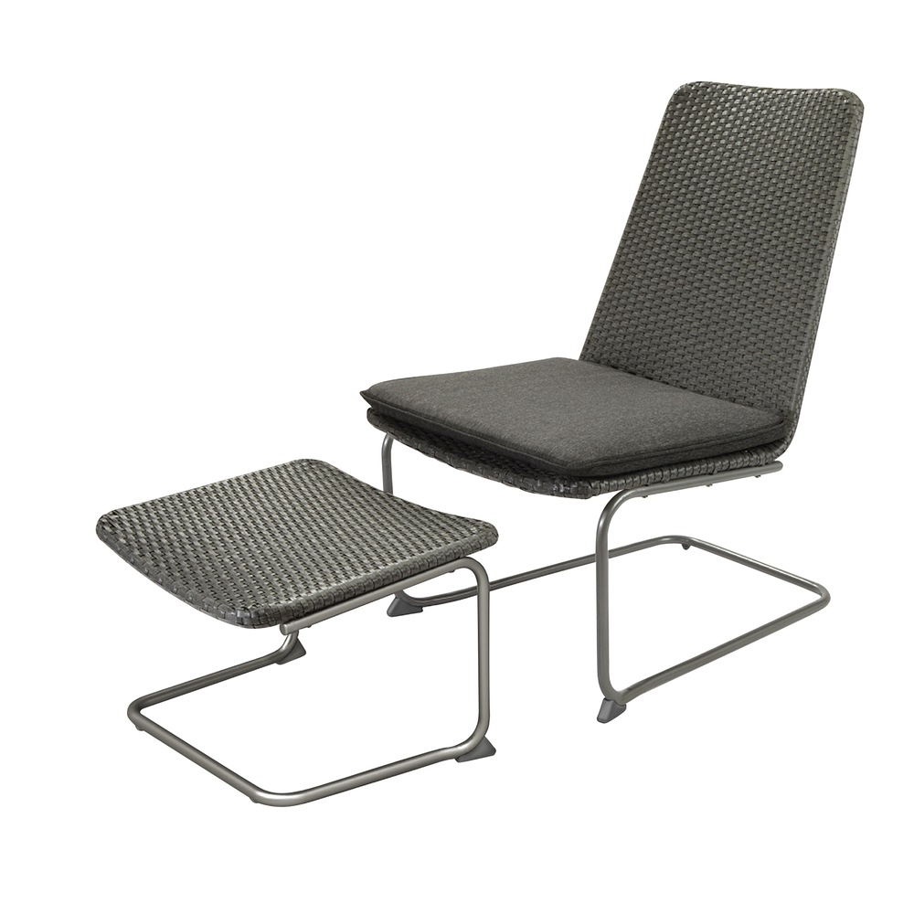 Chaise longue de jardin et reposepieds, collection Umbra Loft, 2 pces