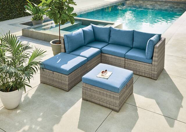 CANVAS Bala Outdoor/Patio Replacement Cushion Sectional Set, Blue ...