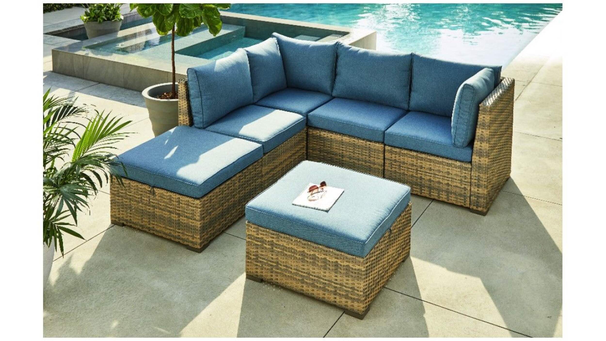 CANVAS Bala Outdoor/Patio Replacement Cushion Sectional Set, Blue