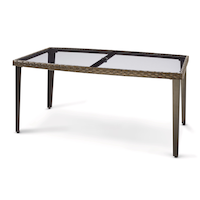 CANVAS Breton All-Weather Wicker Outdoor/Patio Dining Table w/ Glass Top, Brown Front_Three_Fourths_Angled_Left