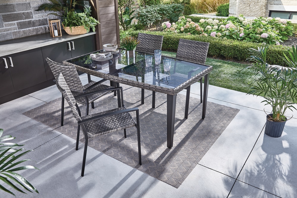 CANVAS Breton AllWeather Wicker Outdoor/Patio Dining Table w/ Glass