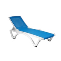 Gracious Living Baja Resin Sling Outdoor/Patio Chaise Lounger, Blue & White Front_Angled_Right