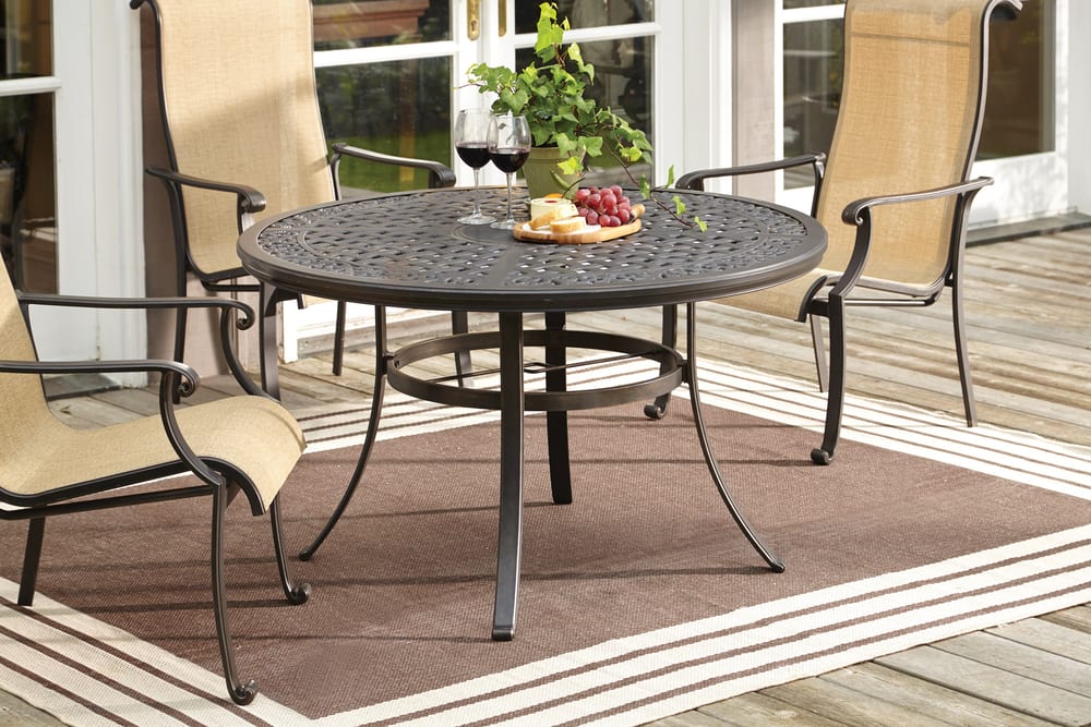 Canvas Covington Round Cast Patio Table, 48 Inch Round Outdoor Dining Table And Chairs