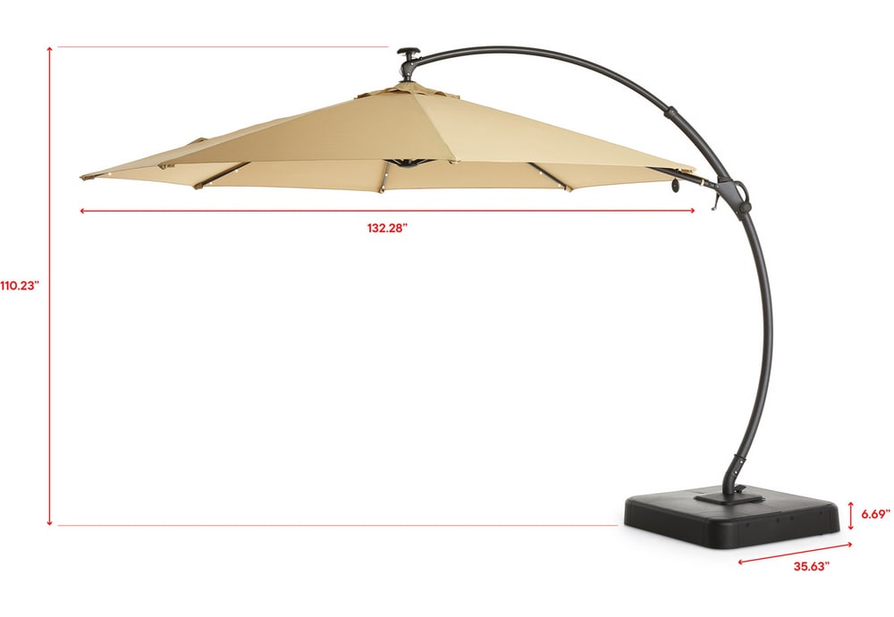CANVAS Miramar Outdoor/Patio Offset Umbrella w/Solar LED Light, Base
