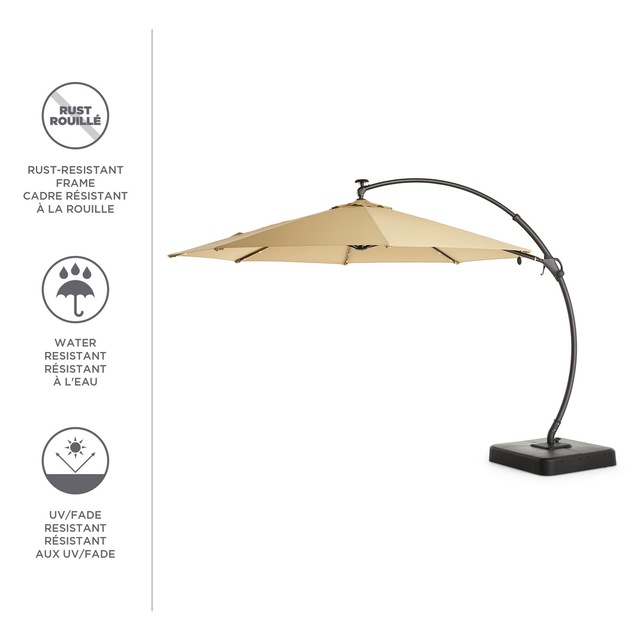 CANVAS Miramar Outdoor/Patio Offset Umbrella w/Solar LED Light, Base