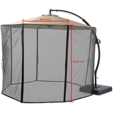 CANVAS Miramar Offset Round Outdoor/Patio Umbrella Netting, Black Front_Elevated