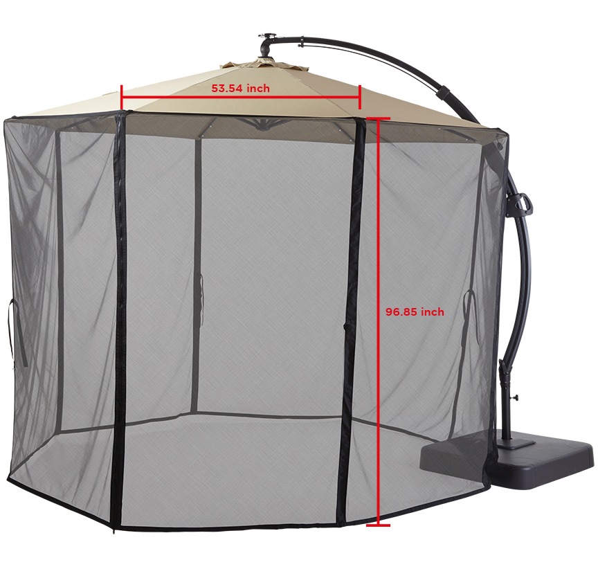 CANVAS Miramar Offset Round Outdoor/Patio Umbrella Netting, Black