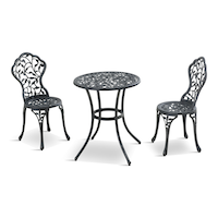 For Living Nottingham Aluminum Cast Outdoor/Patio/Balcony Bistro Set, Black, 3-pc Composite_or_Mixed