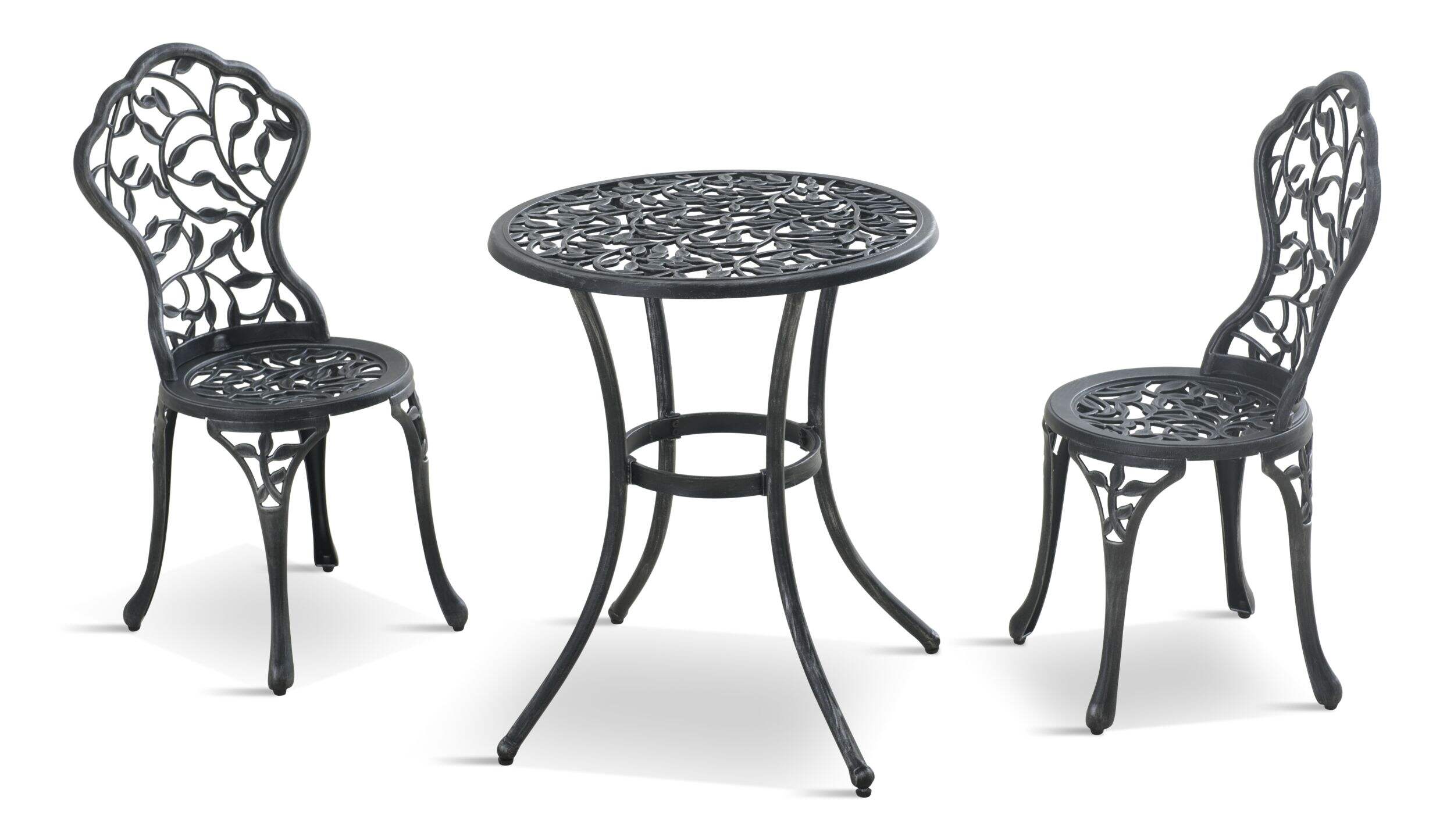 For Living Nottingham - Ensemble bistro de jardin en aluminium moulé, noir, 3 pce Composite_or_Mixed