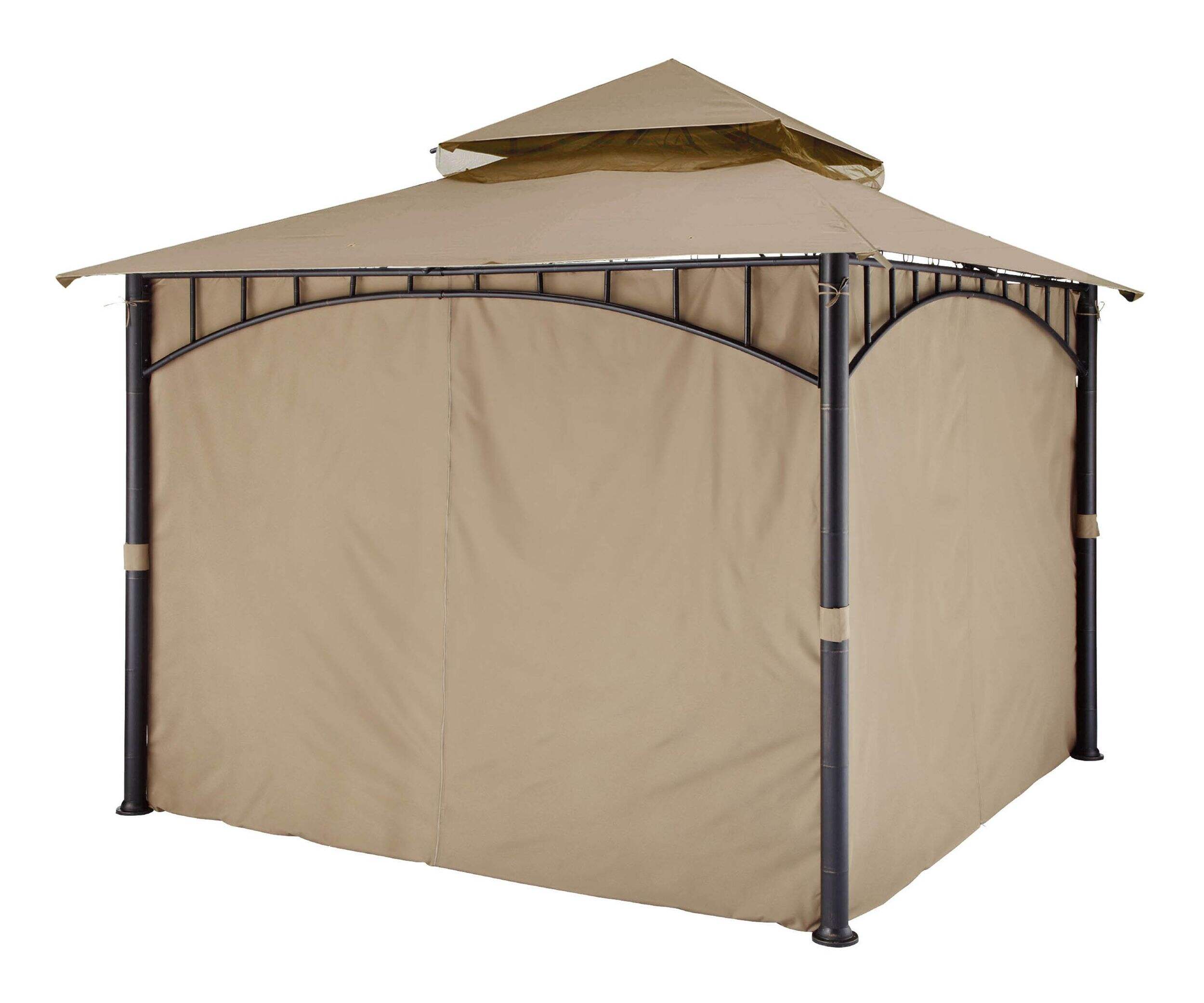 CANVAS Square Fabric Outdoor/Patio Gazebo Walls for Havana Gazebo, Brown, 115x115x88-in Front_Three_Fourths_Angled_Left
