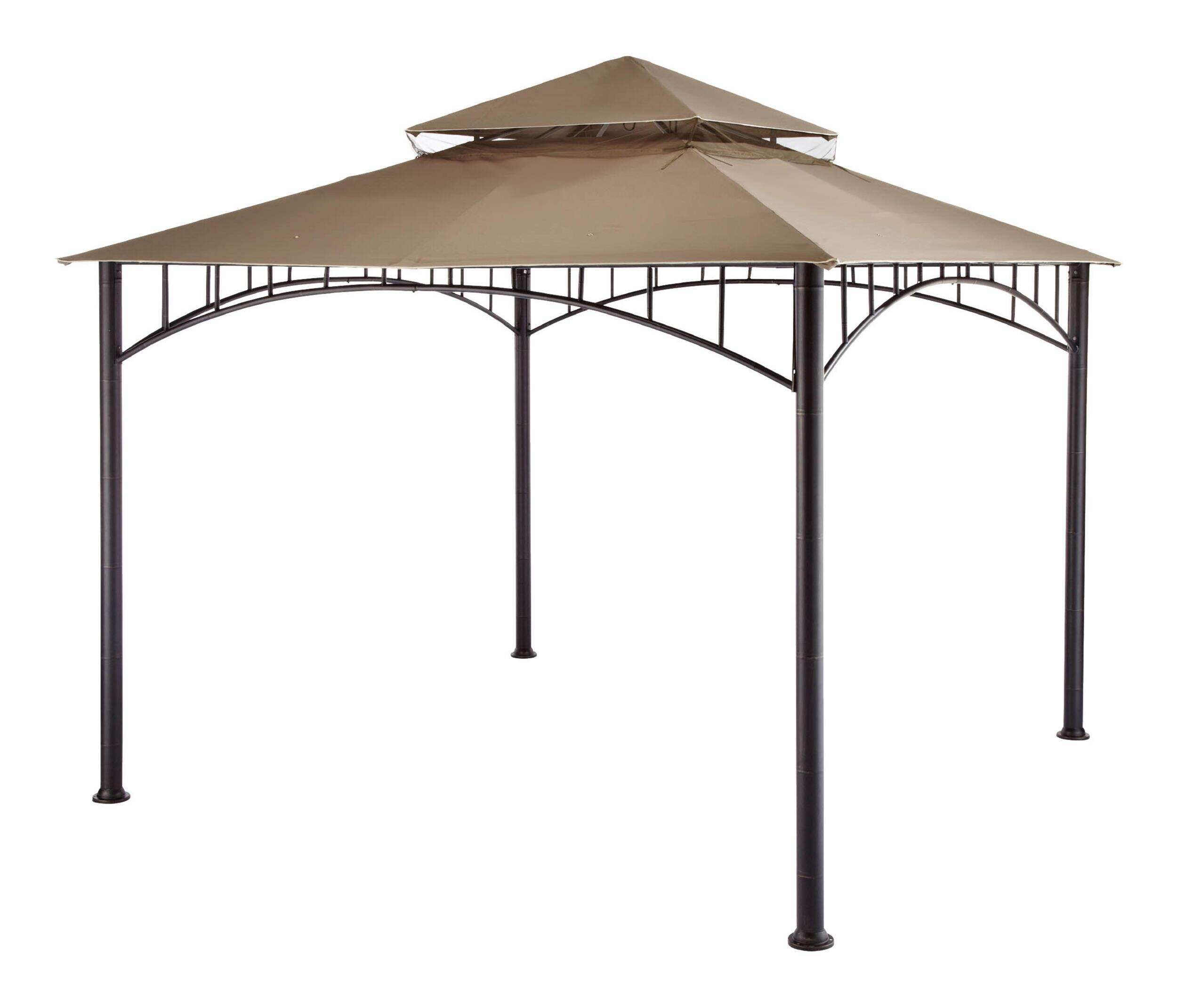 CANVAS Fabric Outdoor/Patio Gazebo Canopy for Havana Gazebo, 128x128x37 in, Brown Back_Angled_Left
