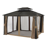 For Living Essex - Rideau opaque et moustiquaire pour gazebo, 135 x 113 x 85 po Front_Angled_Left