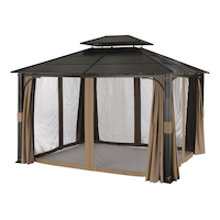 For Living Essex - Rideau opaque et moustiquaire pour gazebo, 135 x 113 x 85 po Front_Angled_Left