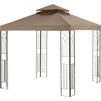For Living Square Fabric Outdoor/Patio Gazebo Canopy for Crawford Gazebo, 96x96x32 in, Brown, Front_Three_Fourths_Angled_Left