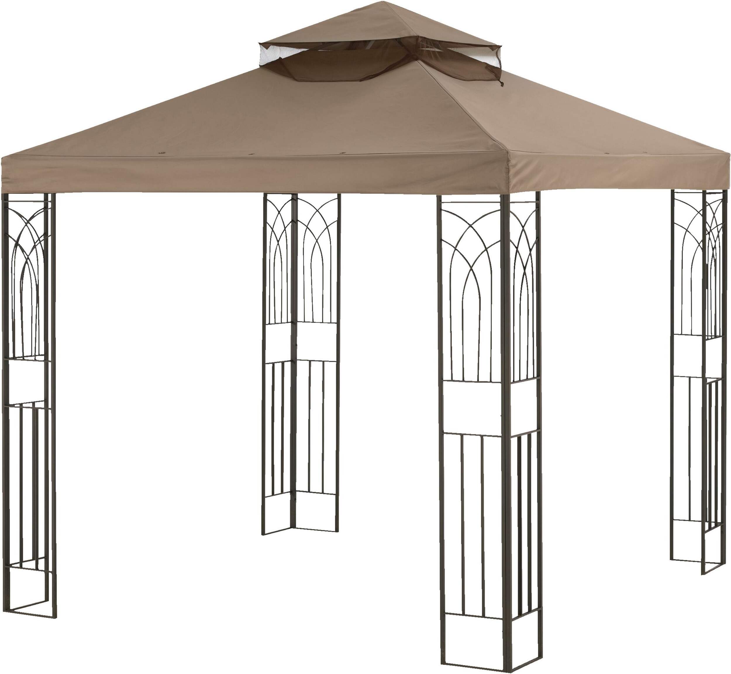 Auvent carré en tissu For Living pour abri de jardin Crawford, brun, 96 x 96 x 32 po Front_Three_Fourths_Angled_Left