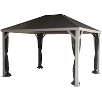 CANVAS Skyline Aluminum & Galvanized Steel Outdoor Patio Hard-Top Gazebo, 10x12-ft, Front_Angled_Left