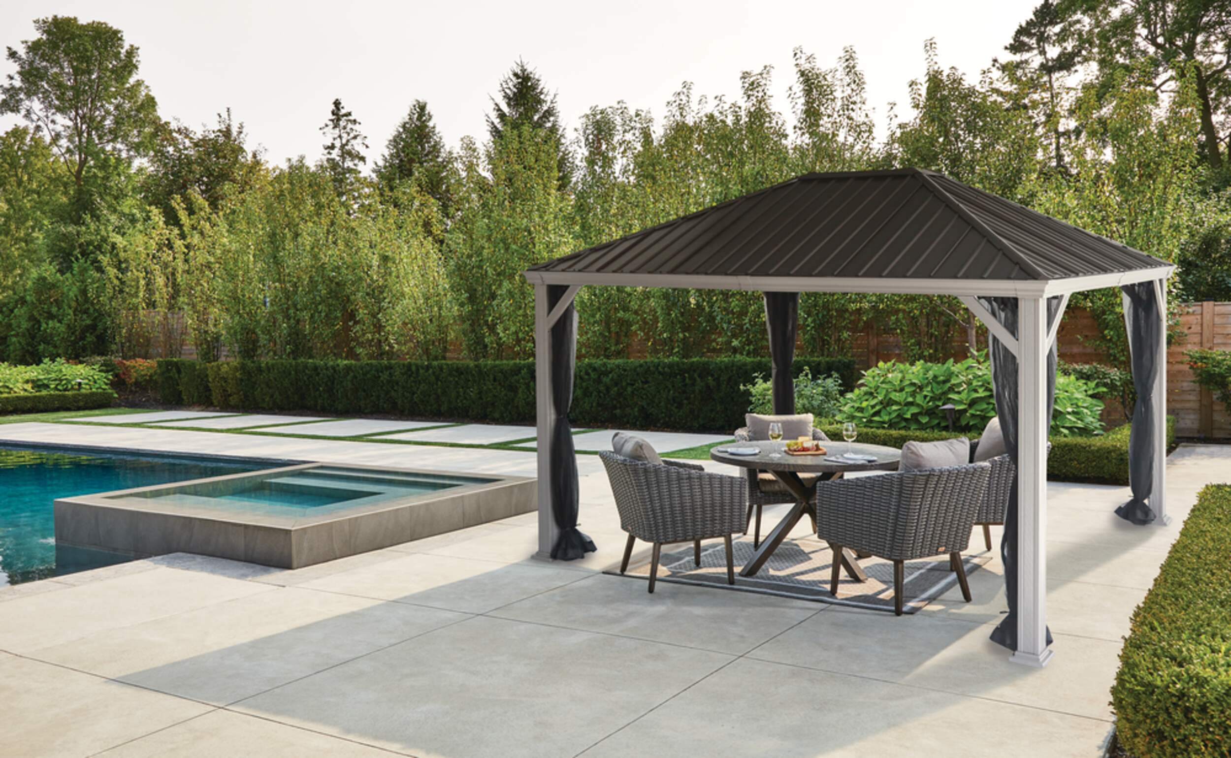 CANVAS Skyline Gazebo à toit rigide en aluminium et en acier