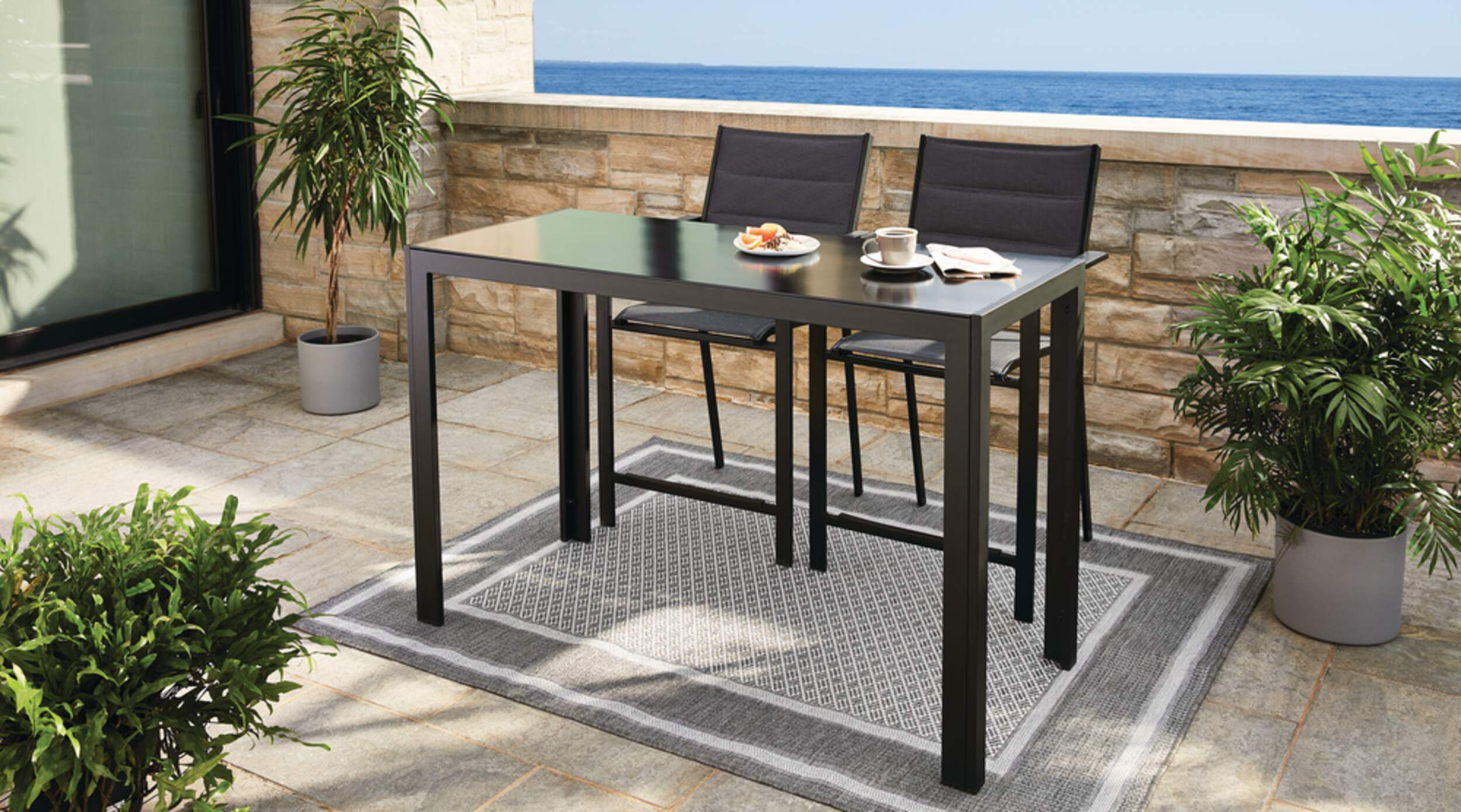 CANVAS Mercier Outdoor Patio High Dining Table with Tempered Glass