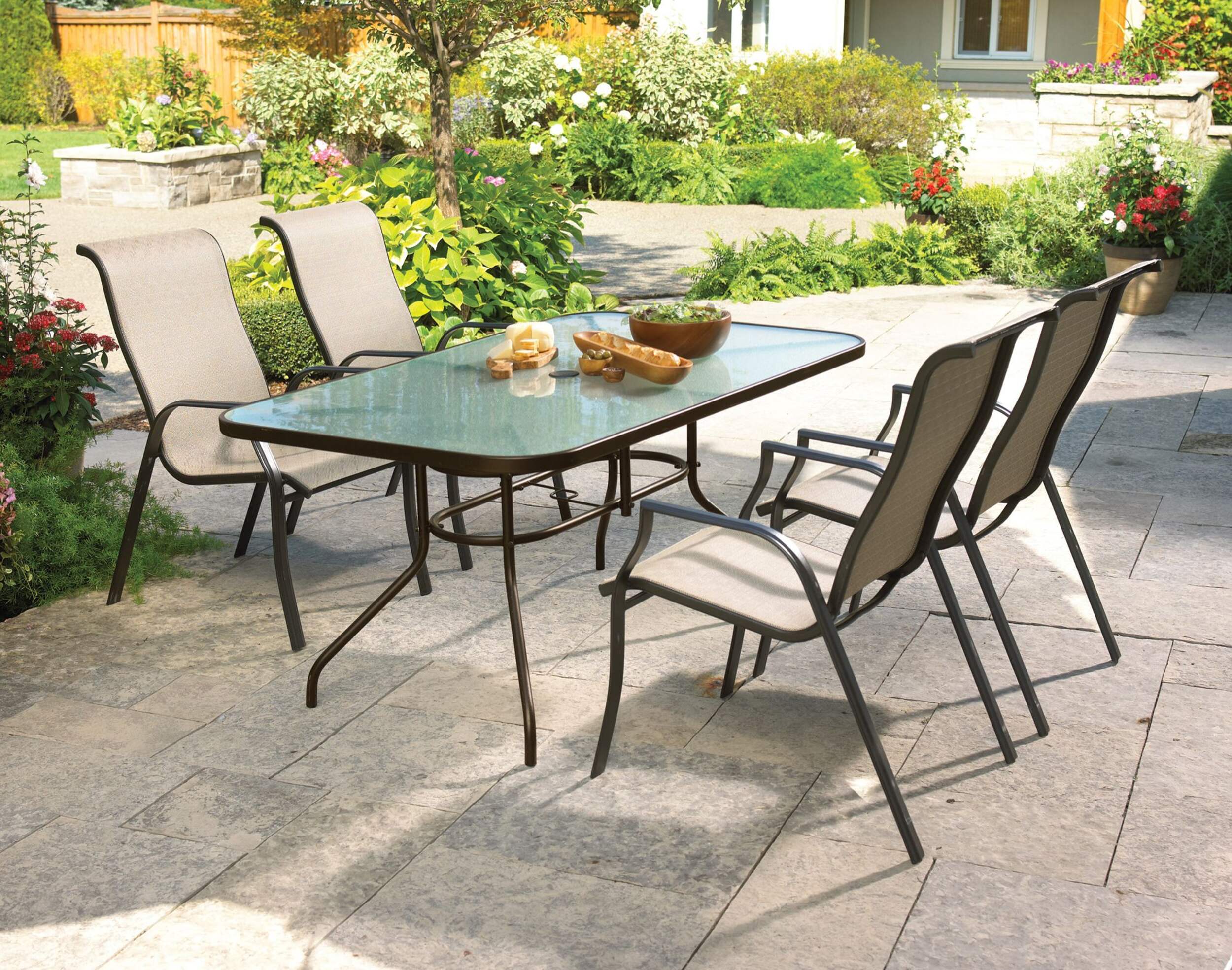 Parsons Collection Glass Top Patio Dining Table, 61x38-in Composite_or_Mixed