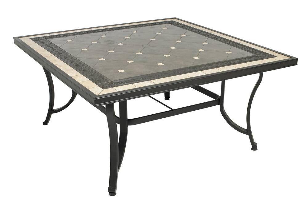 outdoor table with stone top