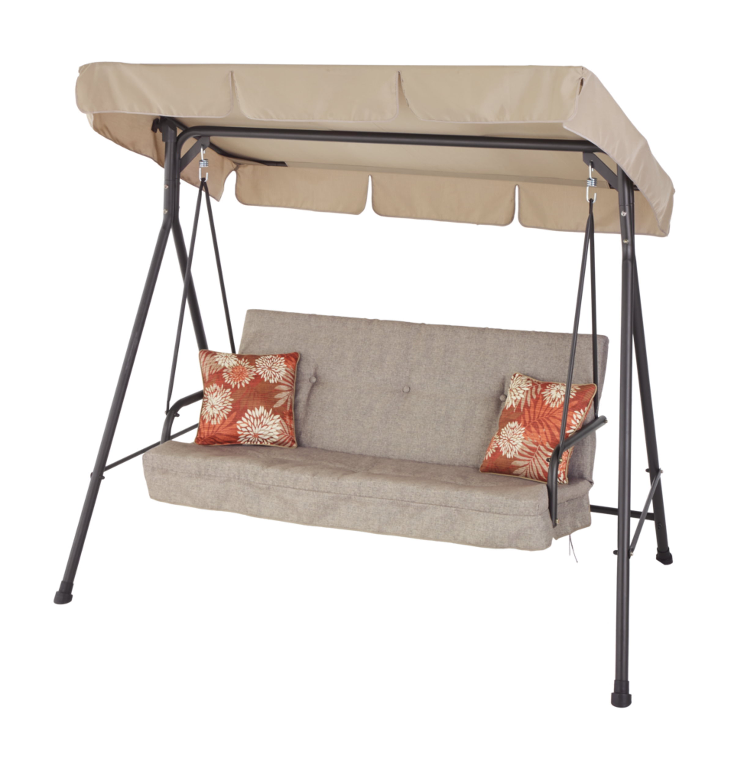 For Living Parsons - Balancelle de jardin 3 places, auvent et coussins, beige Front_Three_Fourths_Angled_Left