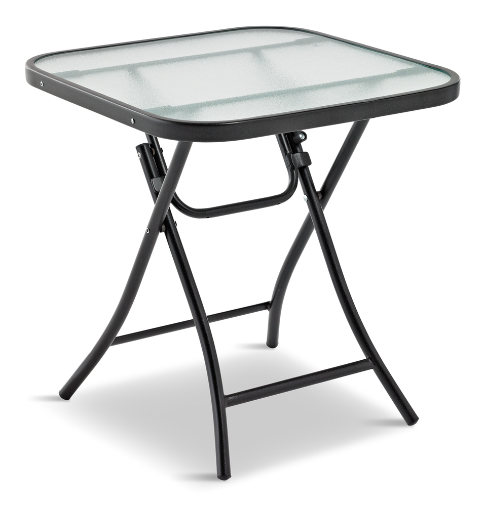 For Living Folding Outdoor/Patio Side Table w/ Glass Top, Assorted, 18