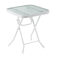 For Living Folding Outdoor/Patio Side Table w/ Glass Top, Assorted, 18-in Front_Angled_Right