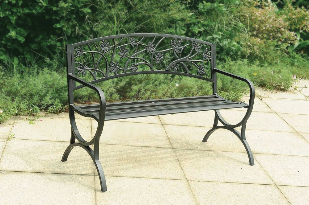 black metal frame bench