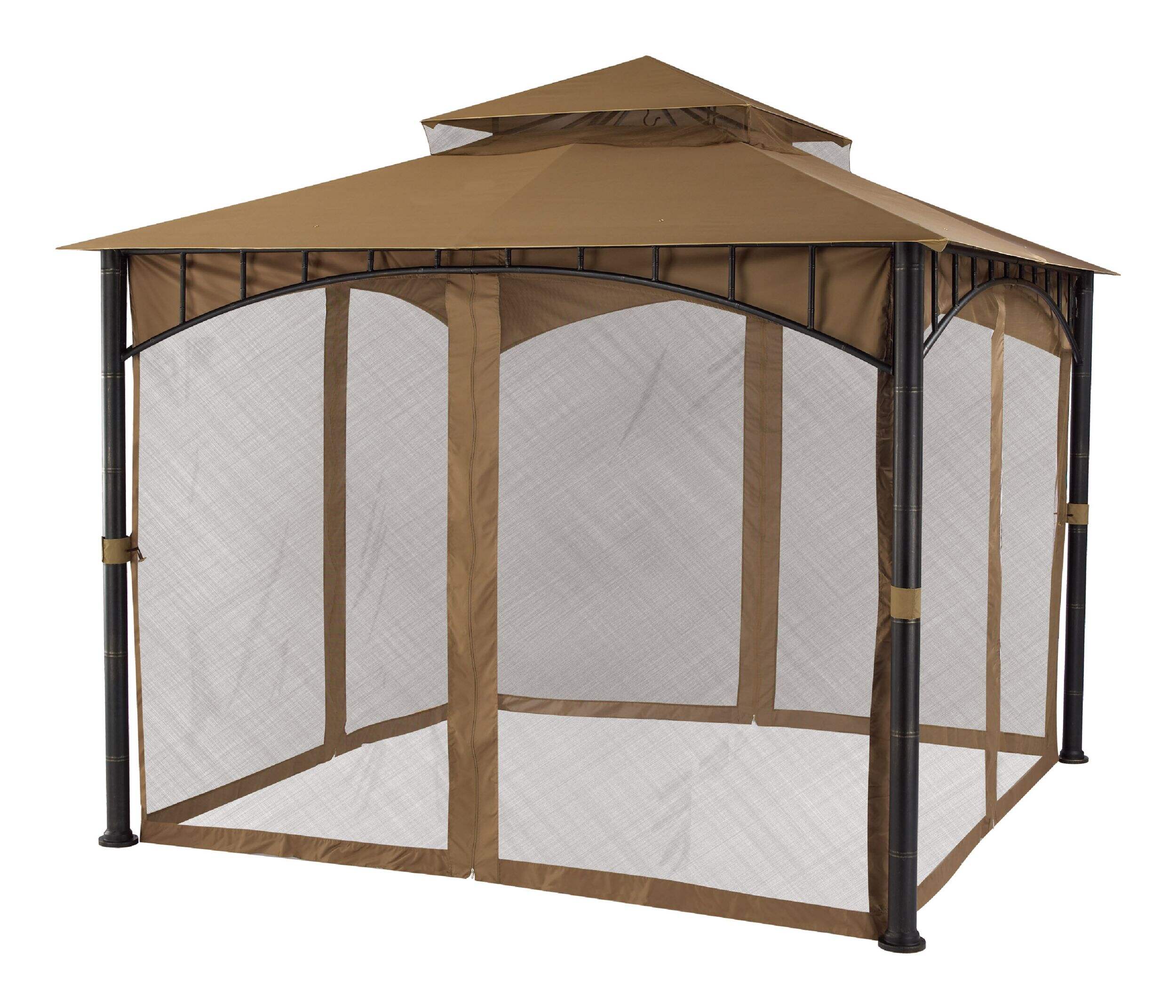 CANVAS Fabric Outdoor/Patio Gazebo Netting for Havana Gazebo, Brown, 115x115x88-in Front_Angled_Left