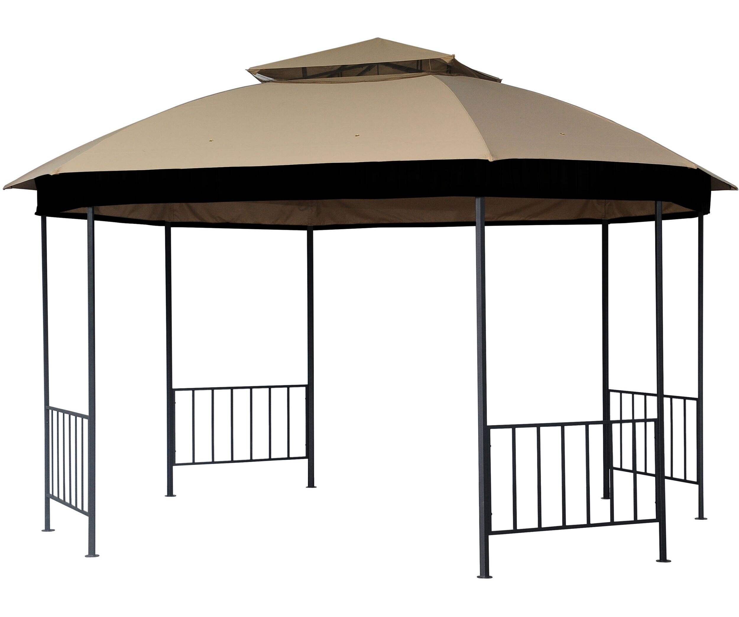 For Living Octagon Fabric Outdoor/Patio Replacement Gazebo Canopy, Beige, 153x124x35-in Front_Angled_Left