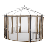 For Living Octagon - Moustiquaire et rideaux pour gazebo Front_Angled_Left