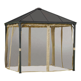 For Living Square Fabric Outdoor/Patio Gazebo Netting  for Crawford Gazebo, Brown, 95x95x80-in Front_Angled_Right