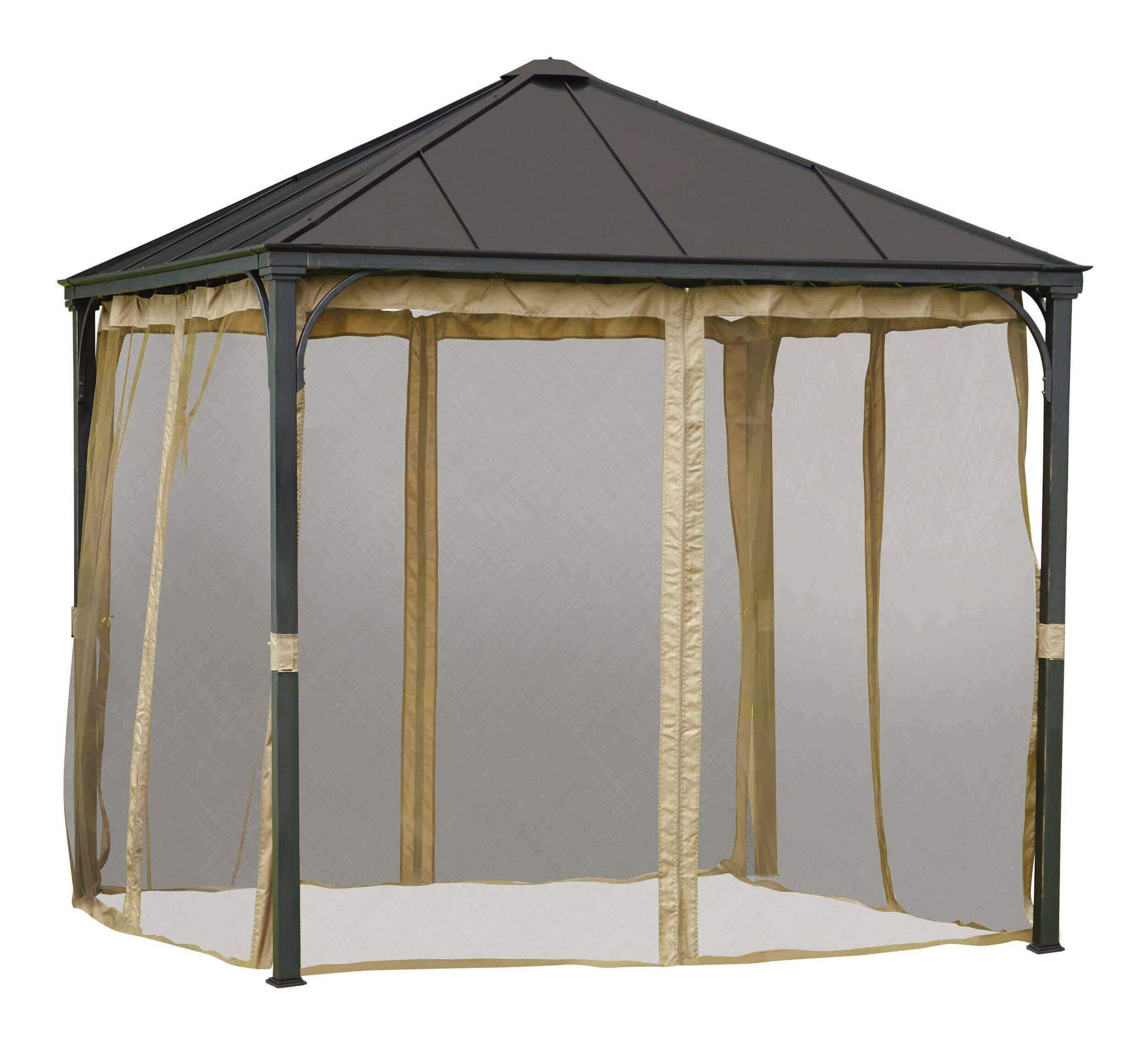 For Living Square Fabric Outdoor/Patio Gazebo Netting  for Crawford Gazebo, Brown, 95x95x80-in Front_Angled_Right