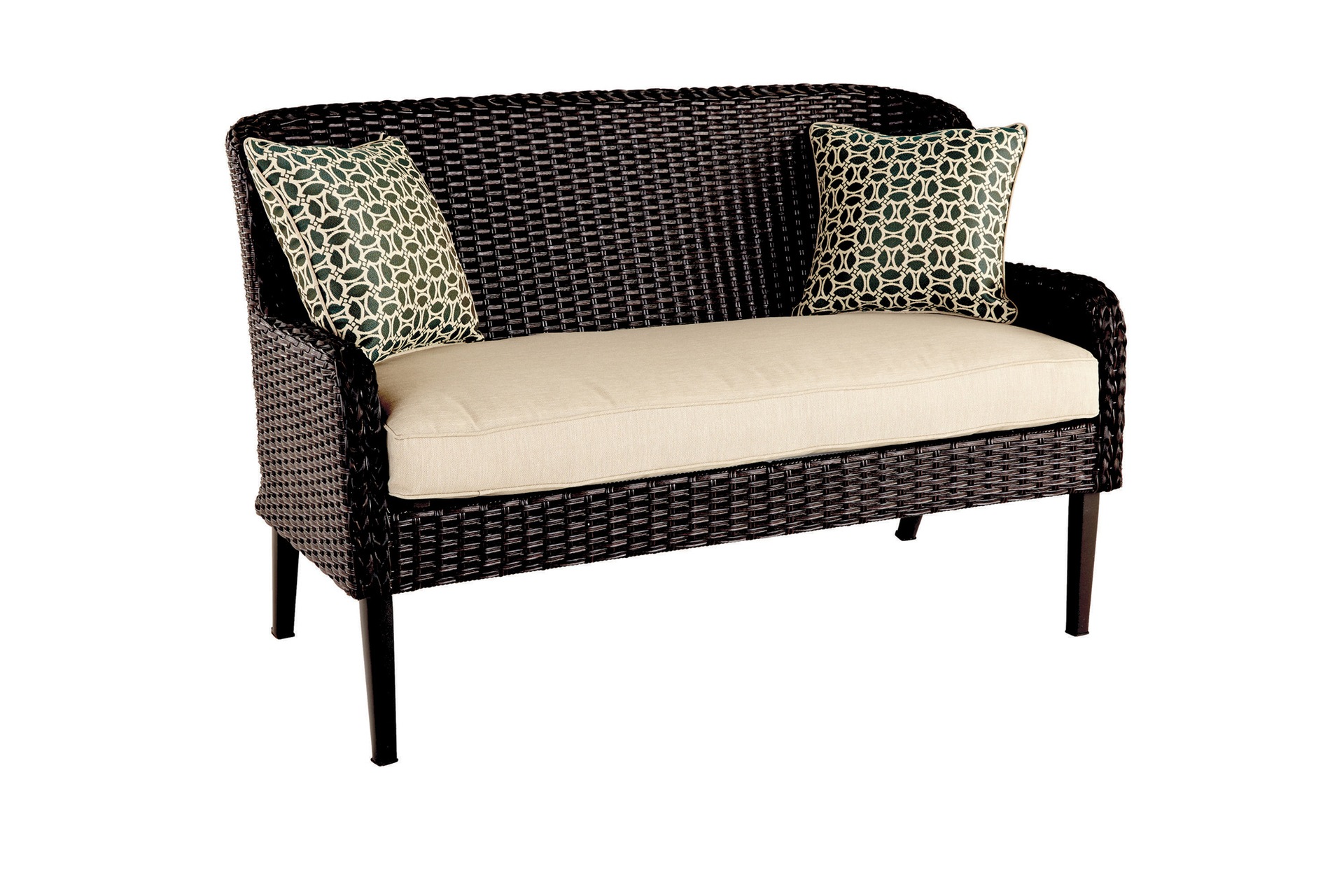 CANVAS Brooke Wicker Bench with Toss Cushions Canadian Tire