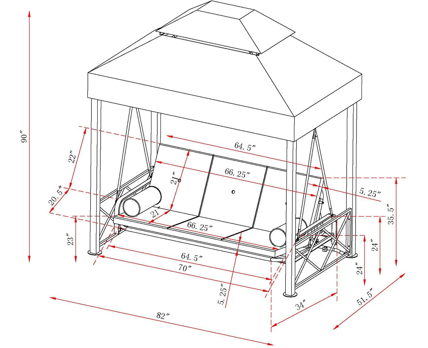 CANVAS Valencia UV Protected Outdoor/Patio Swing Daybed w/ Net