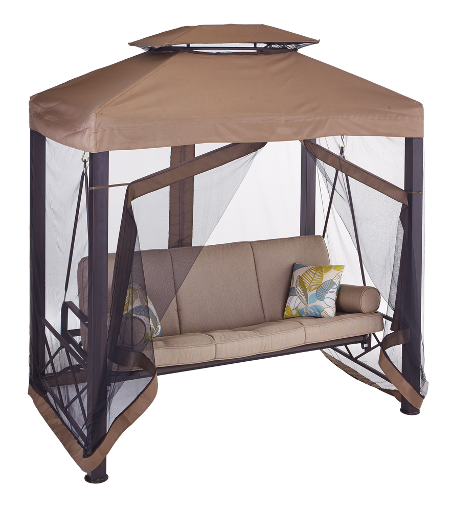 CANVAS Valencia UV Protected OutdoorPatio Swing Daybed w Net & Cushions,  Taupe | Canadian Tire