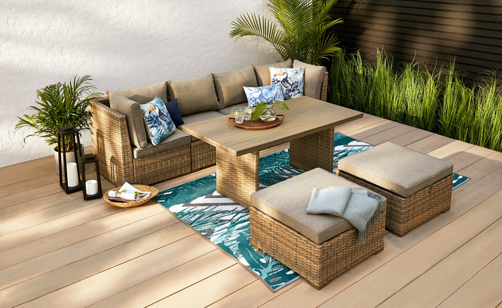 Canvas Bala Rectangle Outdoor Patio Sectional Umbrella Side Table Stand 28x18x25 In Canadian Tire Canvas Bala Rectangle Outdoor Patio, Outdoor Sectional With Dining Table And Umbrella