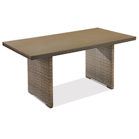 CANVAS Bala - Table à manger de jardin en osier à plateau en similibois pour toutes les conditions