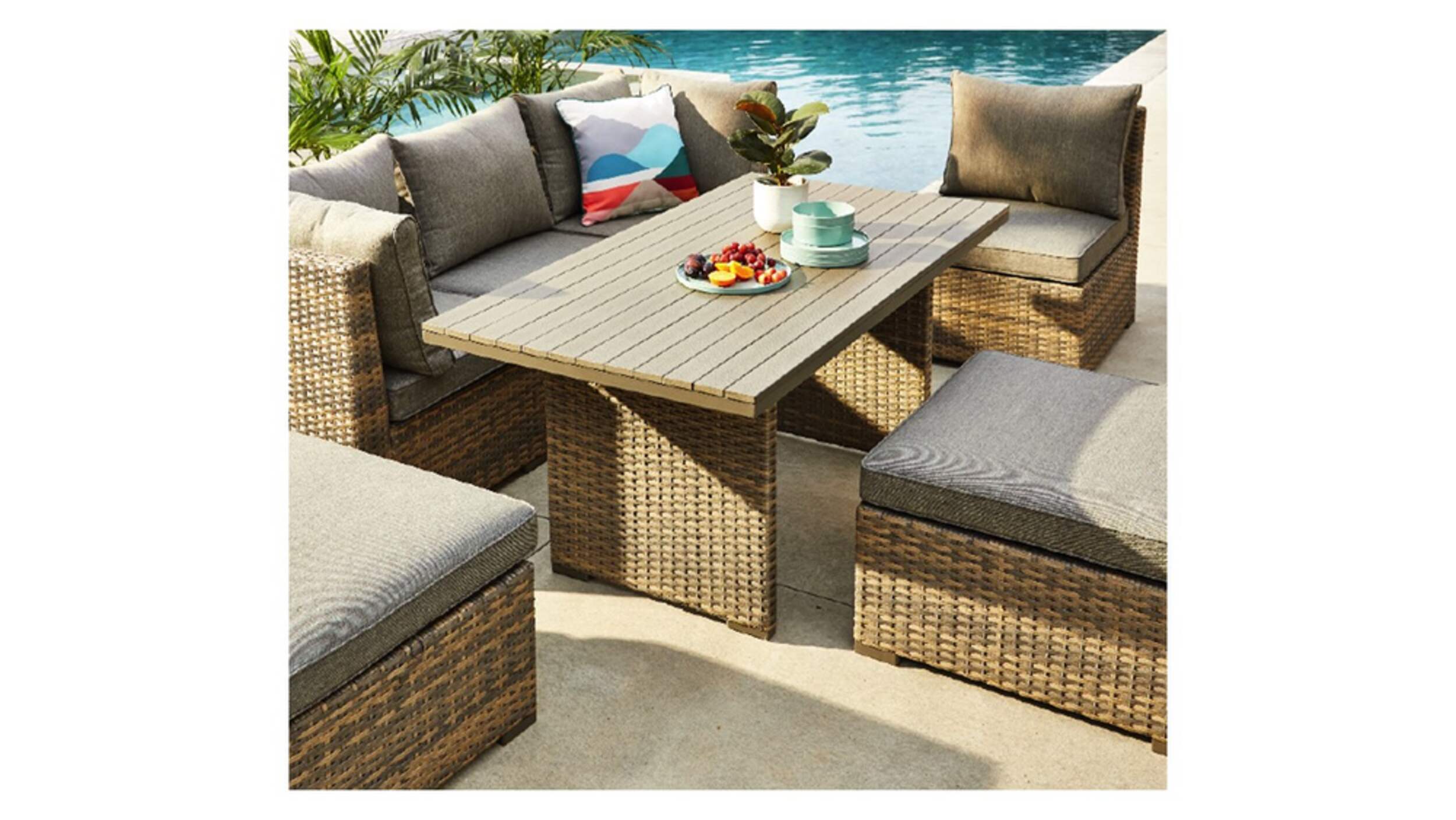 CANVAS Bala AllWeather Wicker Outdoor/Patio Dining Table w/ Faux Wood